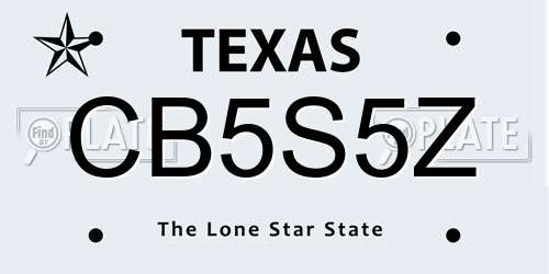 CB5S5Z Texas License Plate