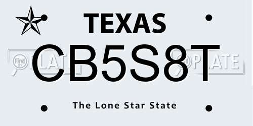 CB5S8T Texas License Plate