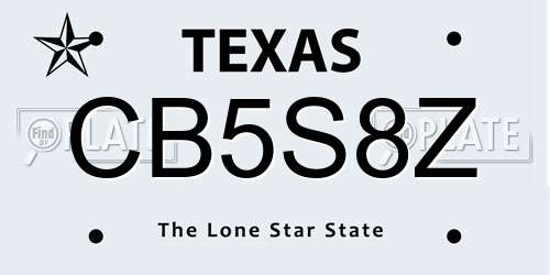 CB5S8Z Texas License Plate