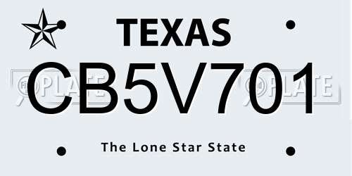 CB5V701 Texas License Plate