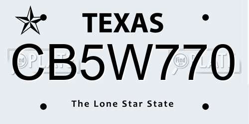 CB5W770 Texas License Plate