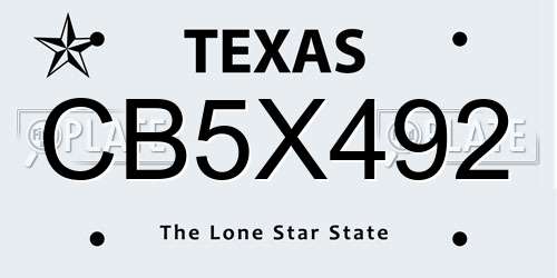 CB5X492 Texas License Plate