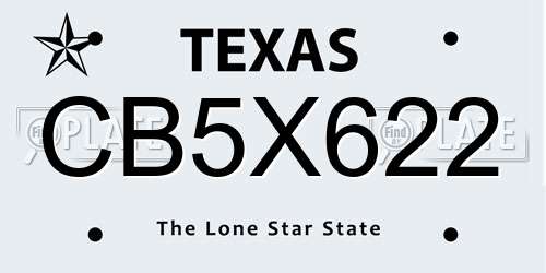 CB5X622 Texas License Plate