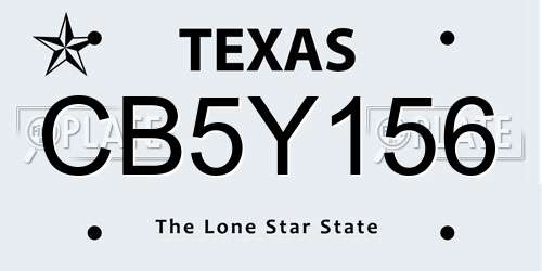 CB5Y156 Texas License Plate