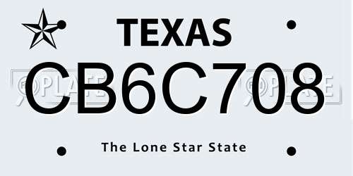 CB6C708 Texas License Plate