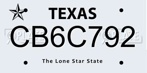 CB6C792 Texas License Plate