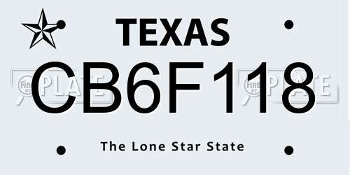 CB6F118 Texas License Plate