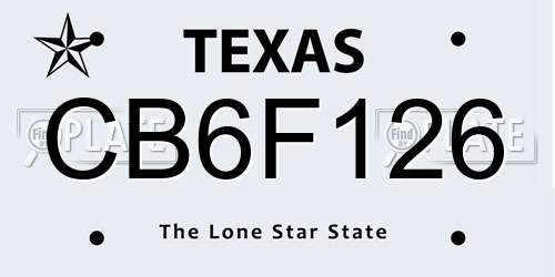 CB6F126 Texas License Plate