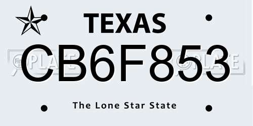CB6F853 Texas License Plate