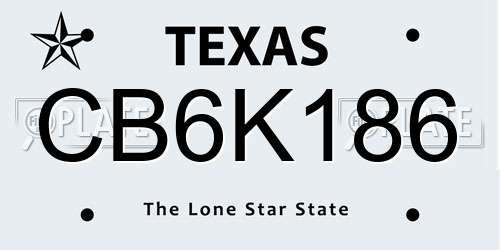 CB6K186 Texas License Plate