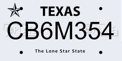 CB6M354 Texas License Plate