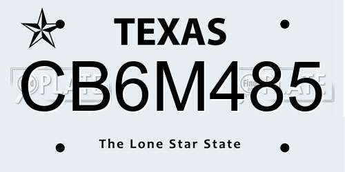 CB6M485 Texas License Plate