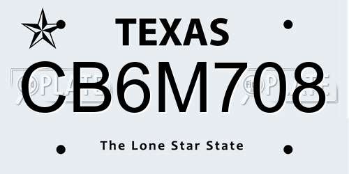 CB6M708 Texas License Plate