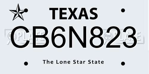 CB6N823 Texas License Plate