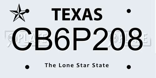 CB6P208 Texas License Plate