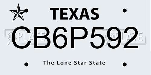 CB6P592 Texas License Plate