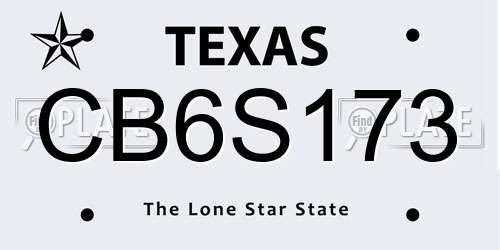 CB6S173 Texas License Plate
