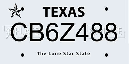CB6Z488 Texas License Plate