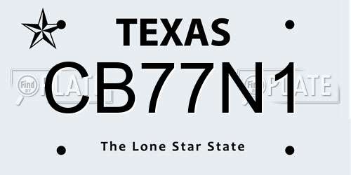CB77N1 Texas License Plate