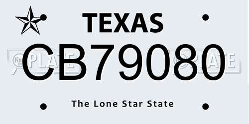 CB79080 Texas License Plate