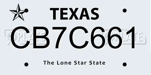 CB7C661 Texas License Plate