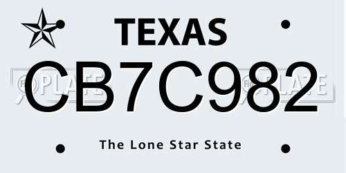 CB7C982 Texas License Plate