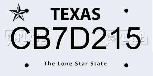 CB7D215 Texas License Plate
