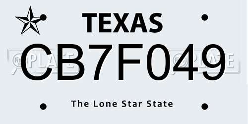 CB7F049 Texas License Plate