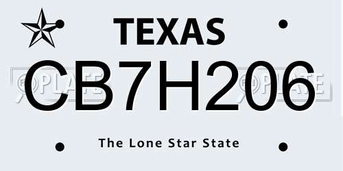 CB7H206 Texas License Plate
