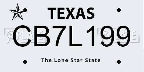 CB7L199 Texas License Plate