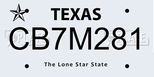 CB7M281 Texas License Plate