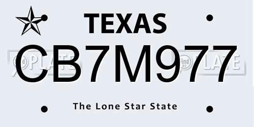 CB7M977 Texas License Plate