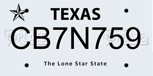 CB7N759 Texas License Plate