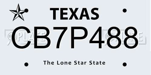 CB7P488 Texas License Plate