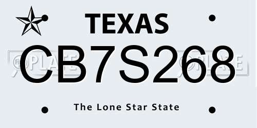 CB7S268 Texas License Plate