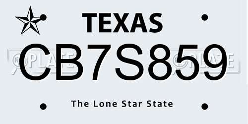 CB7S859 Texas License Plate