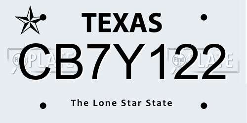 CB7Y122 Texas License Plate