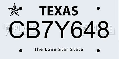 CB7Y648 Texas License Plate