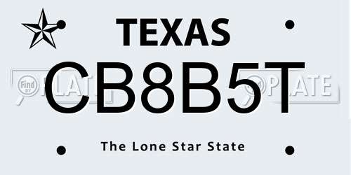CB8B5T Texas License Plate