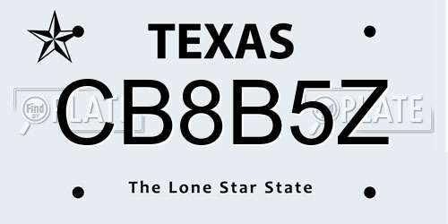 CB8B5Z Texas License Plate