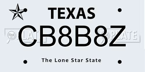 CB8B8Z Texas License Plate