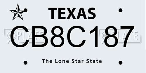 CB8C187 Texas License Plate