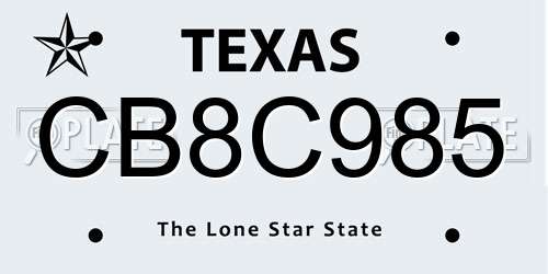 CB8C985 Texas License Plate