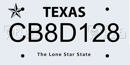 CB8D128 Texas License Plate