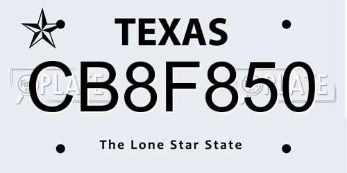 CB8F850 Texas License Plate