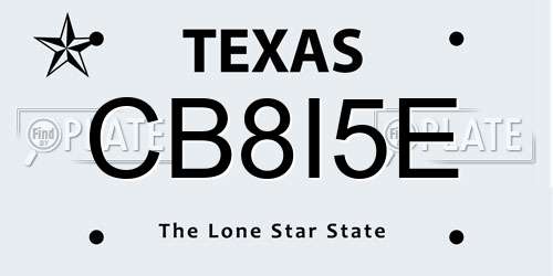 CB8I5E Texas License Plate