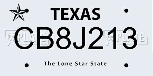CB8J213 Texas License Plate