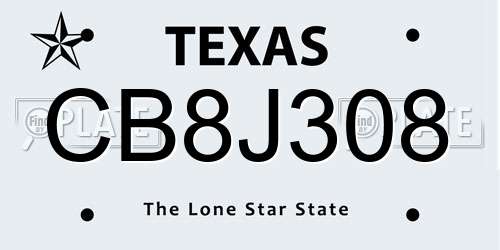CB8J308 Texas License Plate