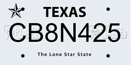 CB8N425 Texas License Plate