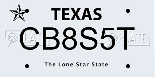 CB8S5T Texas License Plate